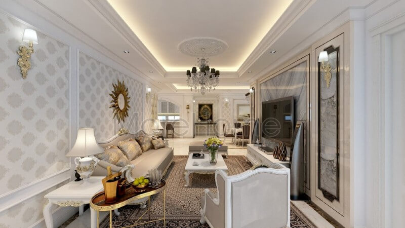 Bộ sofa tân cổ điển được thiết kế rộng vững chãi mang đến cảm giác an toàn và thoải mái cho gia chủ sofa tân cổ điển