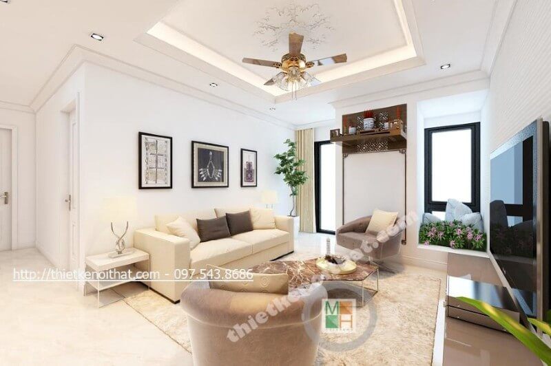 Bàn thờ treo tường được đặt ở khu vực trang trọng của gia đình mang đến một không gian thờ cúng tâm linh nghiêm trang mà thành kính